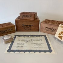 engraved wooden urns with carved lids